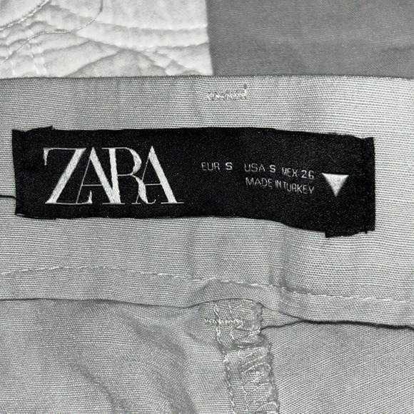 Zara High Waist Pleated Wide Leg Cotton Linen Gray Trouser Pants Preppy Corpcore - Picture 11 of 13